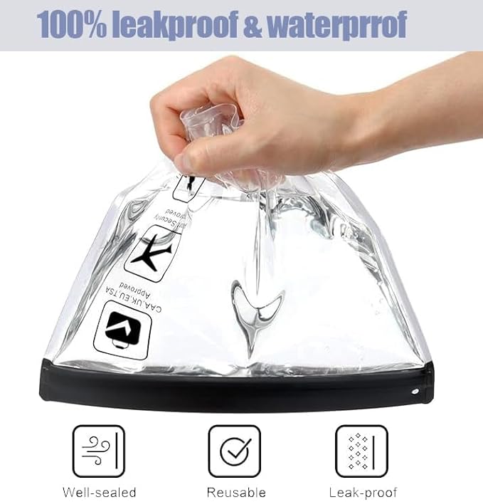 5Pcs TSA Approved Toiletry Bag-Quart Size Travel Bag for EU UK & US Carry-on Regulations Security, Quart Clear Toiletries, Cosmetic and 3-1-1 Liquids Toiletry Bag (Waterproof & Leakproof)