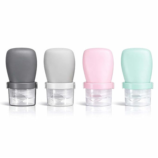 1 oz Silicone Travel Bottles, Leakproof Squeeze Bottle Mini Travel Size Container for Toiletries Lotion Shampoo and Conditioner Liquid Salad Dressing to go Condiment, TSA Approved, 4 Pack