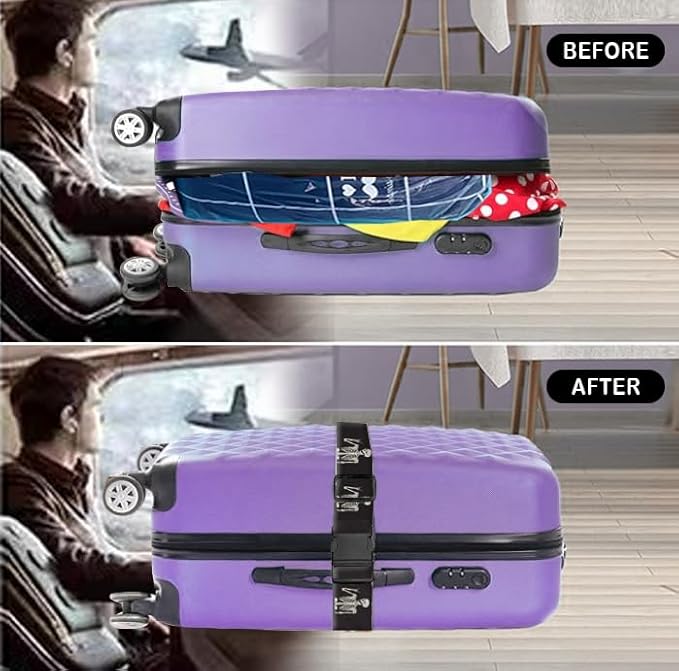 Luggage Straps for Suitcases Travel Belt Accessories, Cute Suitcase Strap, Adjustable Luggage Belt Strap, Heavy Duty with Quick-Release Buckle Luggage Strap Rock Skull