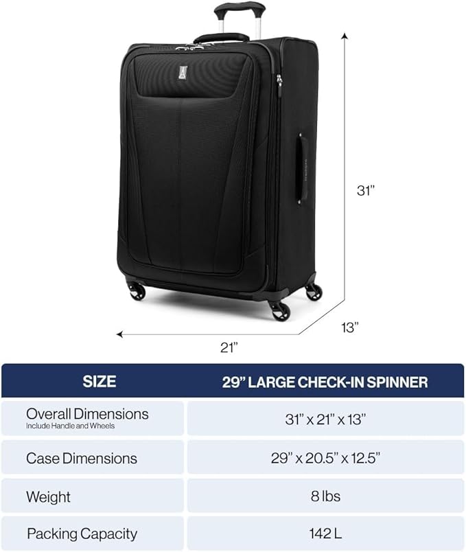 Travelpro Maxlite 5 Softside Expandable Luggage with 4 Spinner Wheels, Lightweight Suitcase, Men and Women, Burgundy, Checked-Large 29-Inch