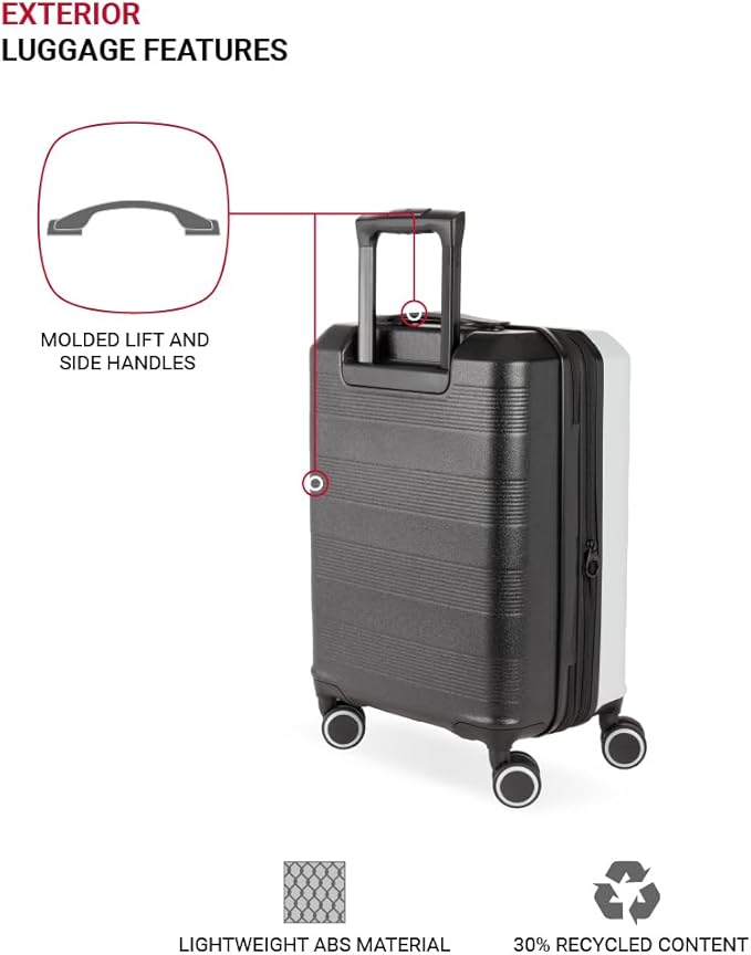 SwissGear Duet Hardside Expandable Luggage with Spinner Wheels, Grey/Black, 3-Piece Set (19/24/28)
