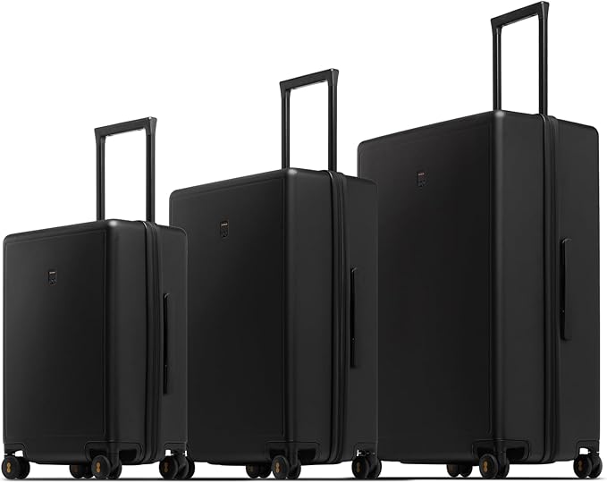 LEVEL8 Luggage Sets 3 Piece, 20 Inch Carry on, 24&28 Checked Hardshell Suitcases Set, Lightweight Luminous Textured Large Luggages with Spinner Wheels Tsa Lock, 3-Piece Set (20/24/28), Black