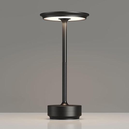 TBBGA 1 Pack Rechargeable Table Lamps Cordless, 5000mAh Outdoor Table Light | 3 Color Stepless Dimming Portable LED Table Lamp with Memory Function, for Home/Dinner/Patio/Restaurant.(Black)