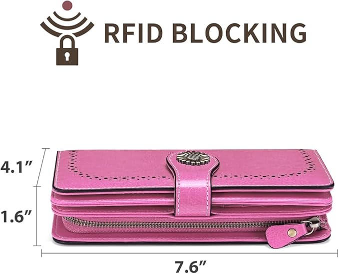 SENDEFN Wallets for Women Leather Credit Card Holder with RFID Blocking Large Capacity Wristlet | with RFID Blocking, Large Capacity, Wristlet, with RFID Blocking, Large Capacity, Wristlet