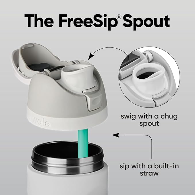 Owala FreeSip Insulated Stainless Steel Water Bottle with Straw, BPA-Free Sports Water Bottle, Great for Travel, 24 Oz, Shy Marshmallow