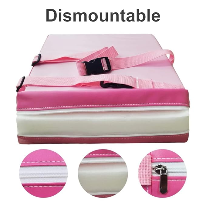 Booster Seat for Kitchen Chair - PU Waterproof Toddler Booster for Dining Table, Portable Travel Increasing Cushion for Kid (Pink)