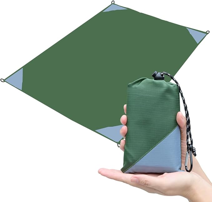 Orga'Neat Pocket Picnic Blanket, Sandproof Lightweight Pocket Camping Tarp, 55″x 79″ Foldable & Fits into Small Bag, Water Resistant Washable Quick Dry Compact Beach Mat for Outdoor Recreation