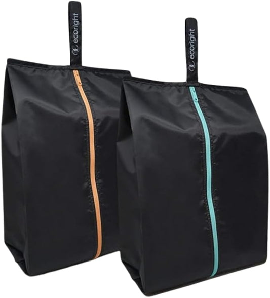 Ecoright Shoe Bags for Travel, Set of 2, 100% Recycled Water-Resistant Zipper Pouch Bags, Shoe Bags for Storage, Travel Essentials for Men & Women