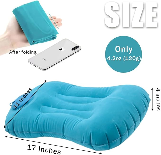OULIGET Portable Lightweight Mini Inflatable Pad,Stadium Booster Seat Bleacher Cushion,Foldable Waterproof Sitting Pad to Raise Height for Outdoor Camping Hiking Beach Office (Blue)