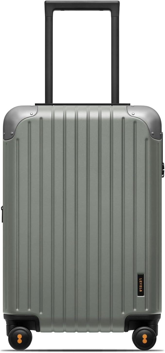 LEVEL8 Carry on Luggage Airline Approved, Hardshell Suitcases with Spinner Wheels, Lightweight PC Luggage, 20 inch, Green