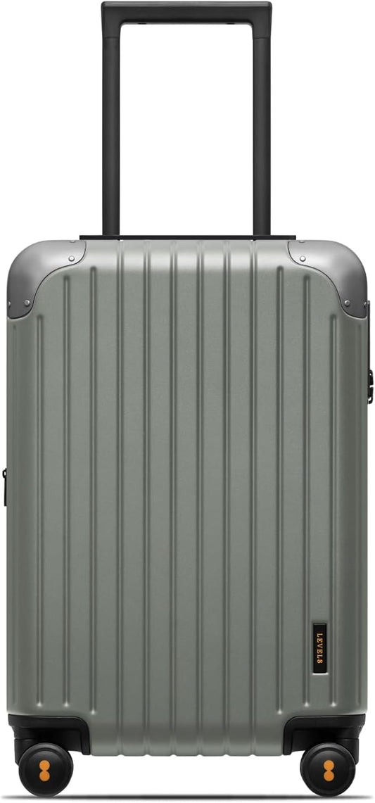 LEVEL8 Carry on Luggage Airline Approved, Hardshell Suitcases with Spinner Wheels, Lightweight PC Luggage, 20 inch, Green
