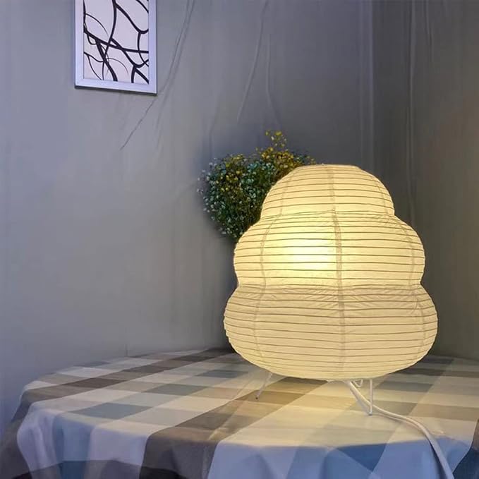 Cute Paper Lamp, 3 Color Ambient Lighting Lamp, Cozy Accent Side Table Lamp, Small Warm Glow Light for Bedroom Living Room Desk (White, 10inch)