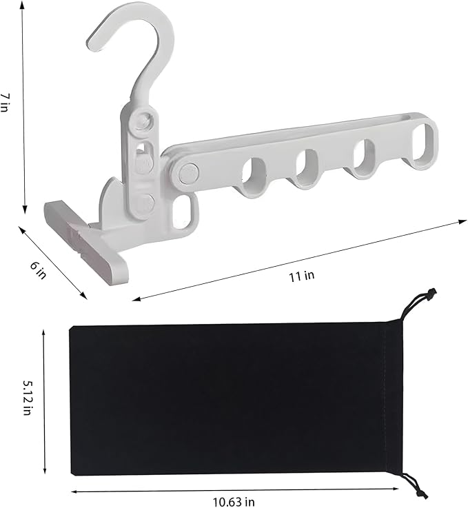 WaWacomp1PC Portable Folding Clothes Drying Rack and 5 Pcs Foldable Hangers which is a Great Combo for Travel, Hotels, Camping, with a Large Storage Bag
