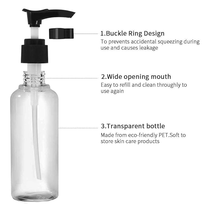 Vitog Travel Bottles Kit, TSA Approved Leak Proof Portable Toiletry Containers Set, Clear flight size PET Cosmetic Containers for Lotion, Shampoo, Cream, Soap, Set of 11 (Black+Plastic)