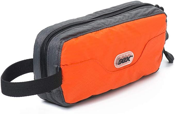 GOX Travel Small Toiletry Bag for Men Nylon Dopp Kit Medicine Bag Travel Organizer Pouch Shave Kits for Teens Toiletry Essentials Bathroom Compact (Orange, 7.9 * 3.7 * 2 Inches)
