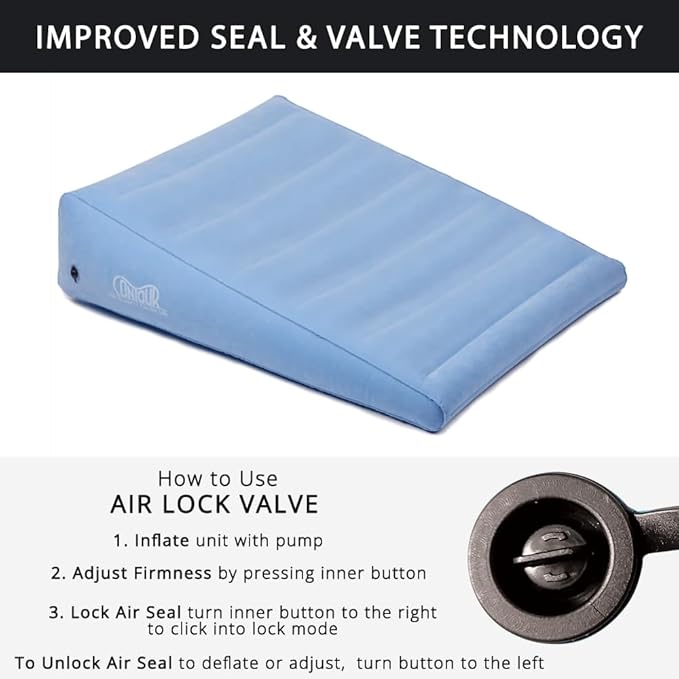 Contour Inflatable Back Support Relief Bed Wedge Cushion - Extended Length, Gradual Incline Wedge, (32 x 24 x 7) (Pack of 2)