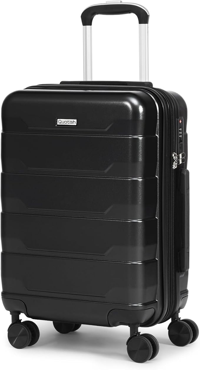 Quatish Checked Luggage 26 inch Large Hard Shell Suitcase with Spinner Wheels, Expandable Durable Luggage with TSA Lock, Smooth Rolling Wheel for Lightweight Travel for Men Women, Black