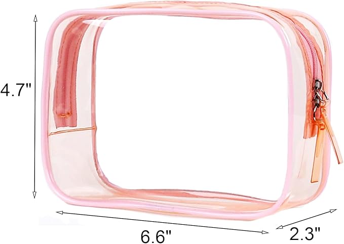 Buminee Clear Pouch Small, 6.6"x2.3"x4.7" Size TSA Approved Toiletry Bag, Travel Bags for Toiletries, Cosmetic Bag for Women and Men Small - Mixed Color - 5 Pack