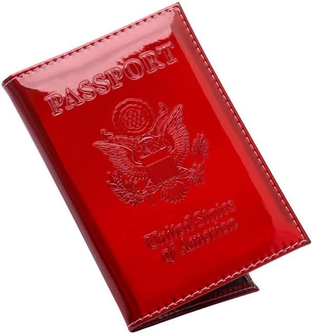 Chrome Passport Cover Vaccine Card Holder Combo, Passport Holder with Vaccine Card Slot (Red)