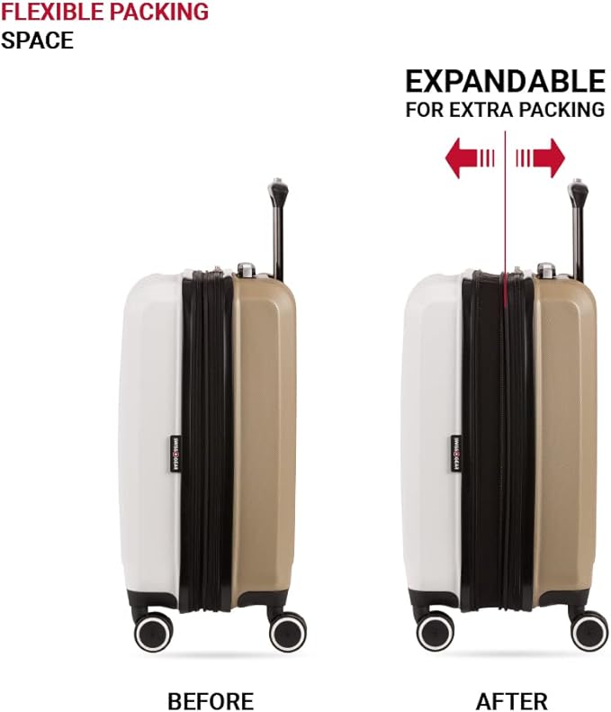 SwissGear Duet Expandable Luggage Set, 3-Piece Hardside Luggage Set with Spinner Wheels