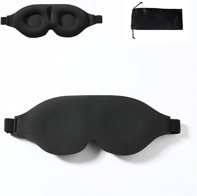 Tim & Tina 3D Sleep Eye Mask Blindfold for Men Women Sleeping Mask Light Blocking Soft Covers for Travel Nap Yoga Adjustable Strap (3D Black)
