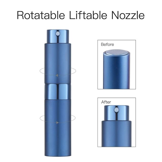 LISAPACK 8ML Atomizer Perfume Spray Bottle for Travel, Empty Refillable Cologne Dispenser, Portable Sprayer (Blue)