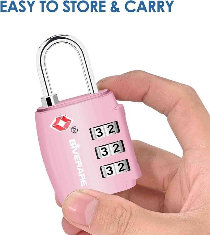 2 Pack TSA Approved Travel Luggage Locks, Combination Lock Alloy Body, Keyless 3-Digit Padlocks, Travel Sentry Accepted Compatible Padlock for Gym Locker, Golf Bag Case, Backpack, Black-by GIVERARE