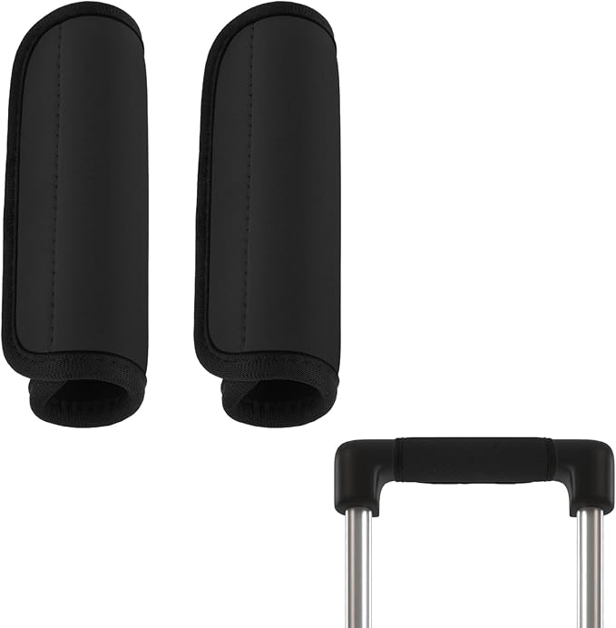 2Pack Luggage Handle Wrap For Suitcase Travel Essential Bright Black Color Soft Luggage Identifiers For Suitcases Neoprene Material Comfortable Suitcase Handle Wraps For Suitcase For Traveling