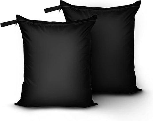 OTraki 2 Pack Laundry Bags 16x20 inch Wet Dry Bag for Swimsuit and Towels Medium Travel Dirty Clothes Bag Machine Washable Laundry Sack for Gym Beach Drying Do Not Exceed 176℉ Black