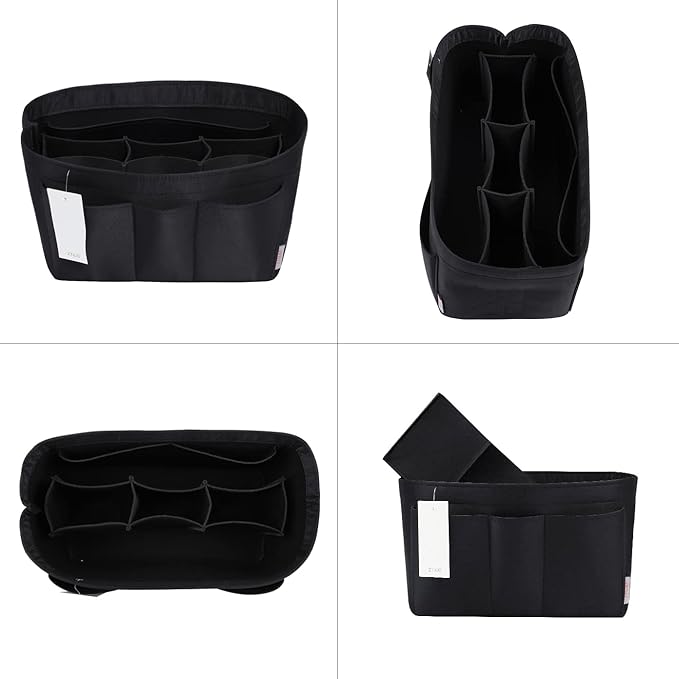 ZTUJO Purse Organizer Insert, Felt Bag Organizer For Handbag Purse Organizer,13 Colors, 6 Size (Large, Silky Black)