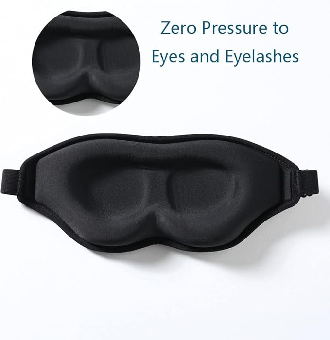 Tim & Tina 3D Sleep Eye Mask Blindfold for Men Women Sleeping Mask Light Blocking Soft Covers for Travel Nap Yoga Adjustable Strap (3D Black (Edge Cover)