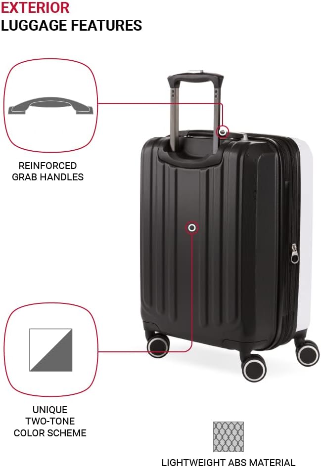 SwissGear Duet Expandable Luggage Set, 3-Piece Hardside Luggage Set with Spinner Wheels