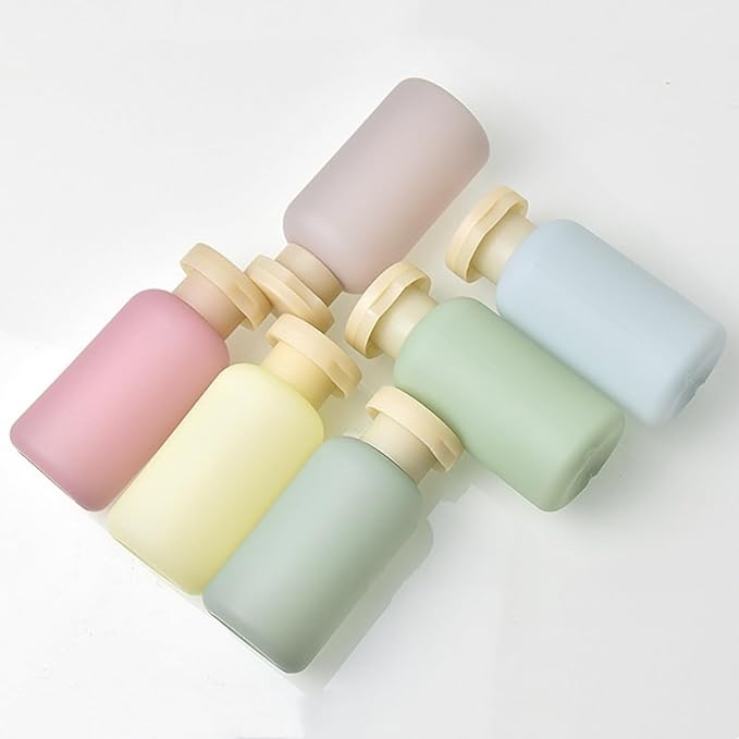 3.4oz Travel Shampoo Bottle with Flip Cap, Leak Proof Plastic Squeeze Bottles, Reusable Empty Travel Shampoo and Conditioner Bottles for Creams, Lotion, Foundation, Conditioner (Forest Series, 4Pcs)