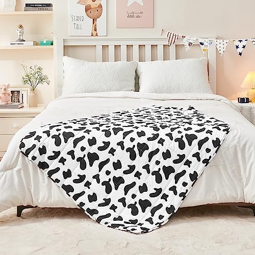 yescool Cow Print Weighted Blanket 10 Pounds Twin Cooling Weighted Lap Blanket, Heavy Blanket, Comfortable Weighted Throw Blanket Gifts for 80-110lbs, 40"x60"