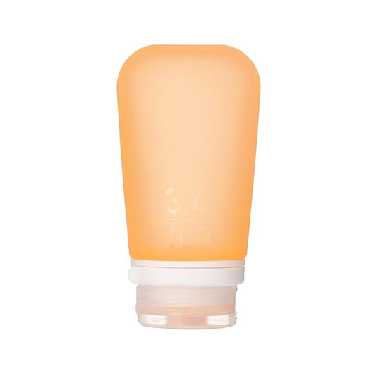 humangear GoToob+ (Large) | Refillable Silicone Travel Bottle | Locking Lid | Food-Safe Material | Orange, Large (3.4 fl.oz.; 100ml)