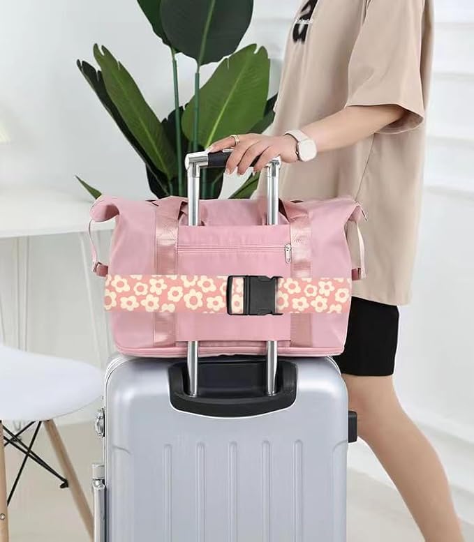 Luggage Straps for Suitcases Travel Belt Accessories, Cute Suitcase Strap, Adjustable Luggage Belt Strap, Heavy Duty with Quick-Release Buckle Luggage Strap Pink Daisy