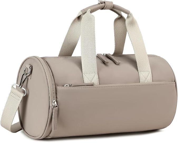Mini Gym Bag for Women Girls Cute Small Duffle Bag 12'' with Multifunctional Pockets Workout Sport Bags Dance,Fitness,Yoga (Grey-Purple)