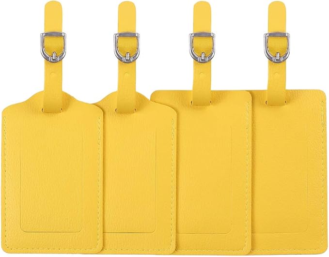 Vigorport Leather Personalized Suitcase Tag Set Luggage Id Tags Labels Travel Accessories - Set of 4