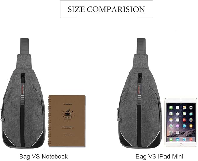 WATERFLY Small Crossbody Sling Backpack Anti Theft Backpack for Traveling Chest Bags for Men&Women Multipurpose Casual Daypack Hiking Shoulder Bag (Gray)
