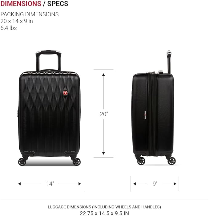 SwissGear 8018 Expandable Luggage Set, 3-Piece Hardside Luggage Set with Spinner Wheels