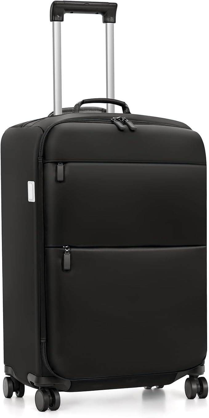 Carry On Luggage, Softside Suitcases with Spinner Wheels, Lightweight Carry-on Suitcase with TSA Lock for Women and Men, Large Luggage for Travel Business Trip (Black, 2-Piece Set 21/25)