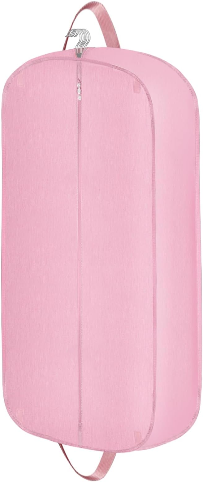 Limoomil 6" Gusseted Waterproof Garment Bag for Travel, 43" Tear Resistance Suit Bag for Men Travel for Suits, Tuxedos, Coats, Uniform. (pink, 42")
