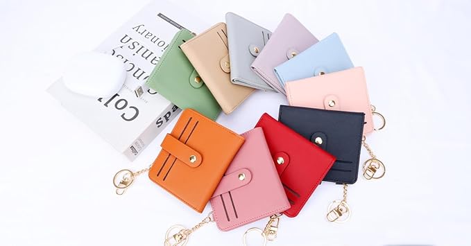 Airkit Small Wallets Woman RFID Blocking Leather Credit Card Holder - with ID Window - Card Wallets for Women - with Zipper Coin Purse - Keychain Wallet