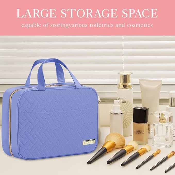 HOTOR Travel Toiletry Bag - Hanging Toiletry Bag for Women & Men, Makeup Bag/Big Comparment, Waterproof for Travel Accessories, Travel Essentials, Large, Aegean-Blue