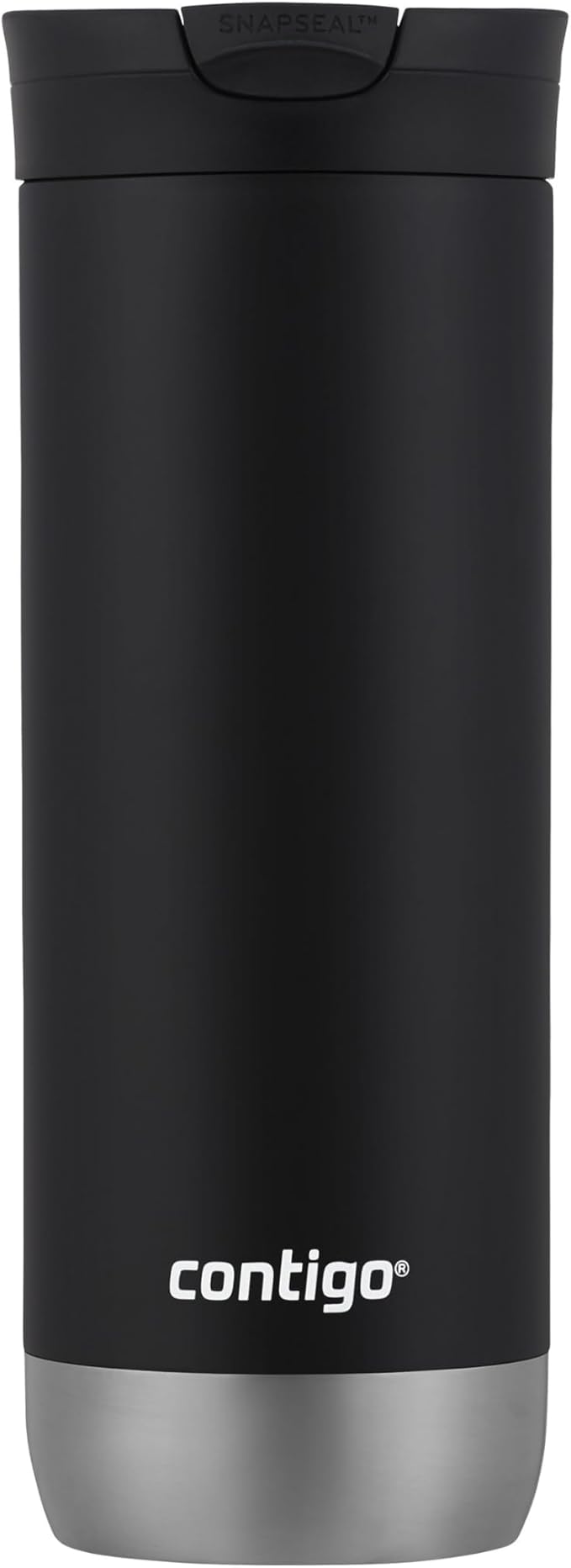 Huron Vacuum-Insulated Stainless Steel Travel Mug, 16oz Licorice - Leak-Proof Lid for Hot/Cold Beverages, Fits Most Cup Holdersand Brewers