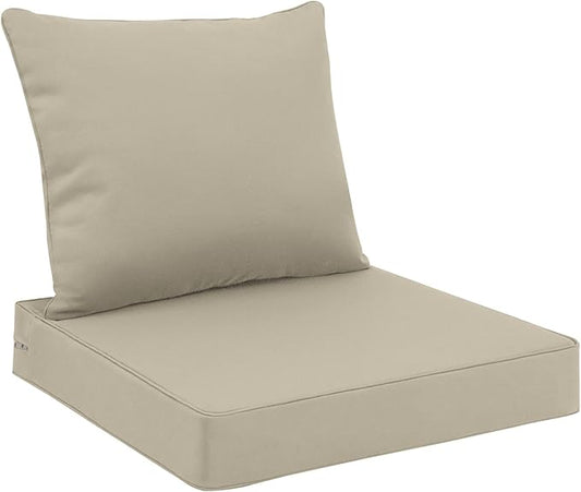 Favoyard Outdoor Seat Cushion Set 22 x 24 Inch Waterproof & Fade Resistant Patio Furniture Cushions with Removable Cover Deep Seat & Back Cushion with Tie Straps for Chair Sofa Couch
