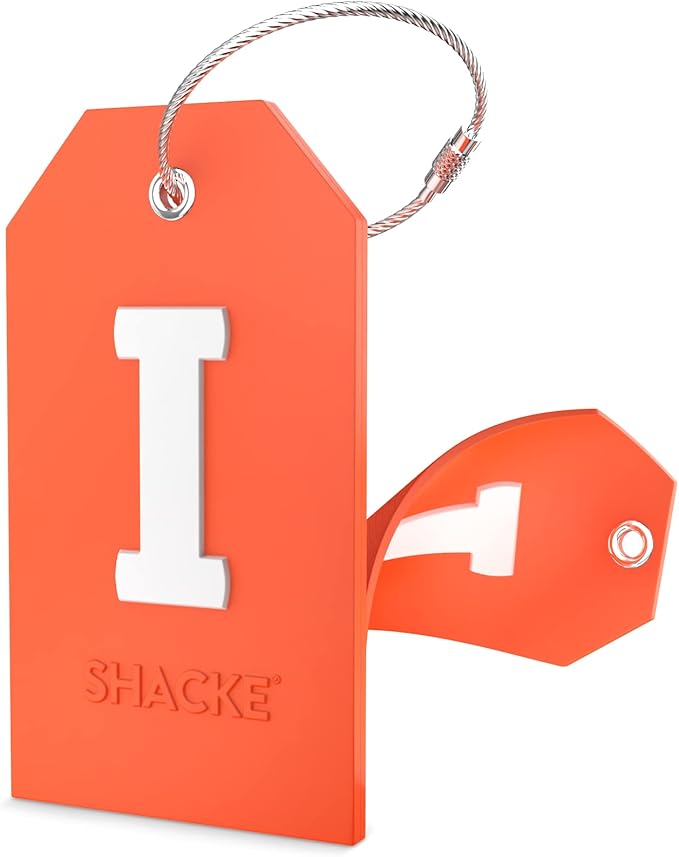 Shacke Initial Luggage Tag with Full Privacy Cover and Stainless Steel Loop – (Letter I)