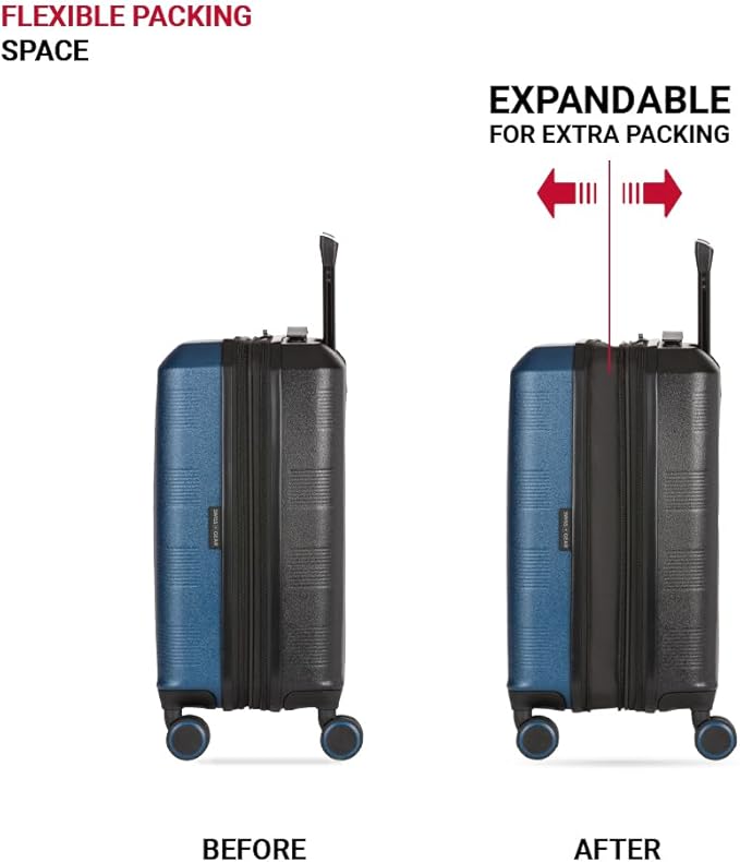 SwissGear Duet Hardside Expandable Luggage with Spinner Wheels, Navy/Black, 3-Piece Set (19/24/28)