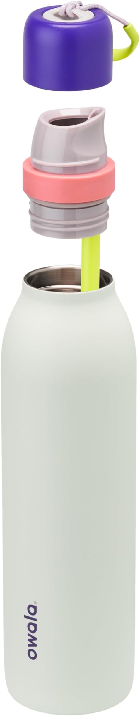 Owala FreeSip Twist Insulated Stainless Steel Water Bottle with Straw for Sports and Travel, BPA-Free, 24-oz, Purple/Green (Minty Horizon)