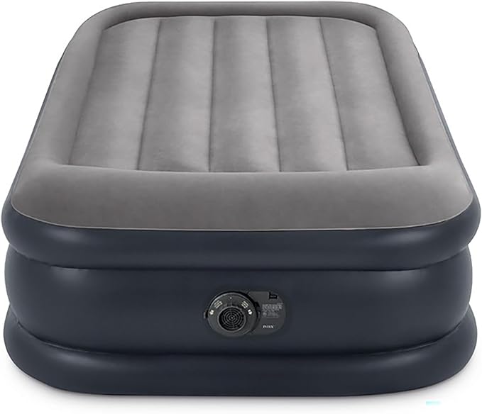 Intex 64131ED Dura-Beam Plus Deluxe Pillow: Fiber-Tech – Twin Size – Built-in Electric Pump-– 16.5in Bed Height-– 300lb Weight Capacity,(Pack of 3)
